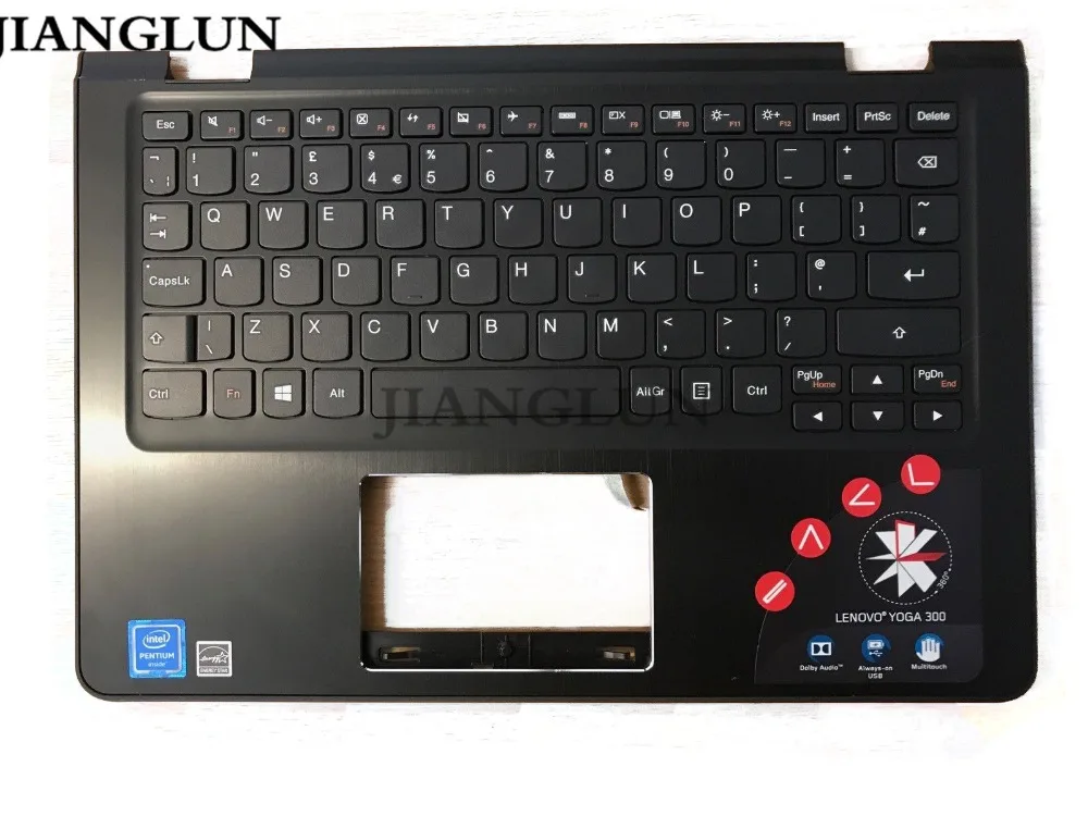 

JIANGLUN Used Laptop Palmrest Topcase With US Layout Keyboard For Lenovo yoga 300-11ibr with some scratch about 90%-95% new