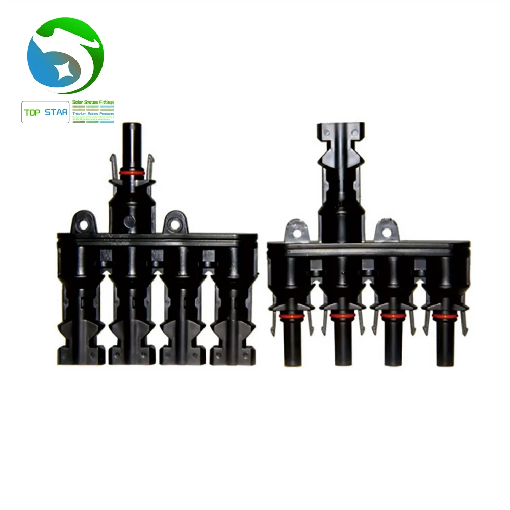 

1 Pair MC4 T Branch Solar Panel Connector Cable Connector 4 to 1 PV Plugs IP67 Waterproof Paralleling Connector