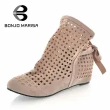 Big Size 34 43 Gladiator Sandals for Women Inside Wedges Round Toe Platform Cutout Sandals Summer