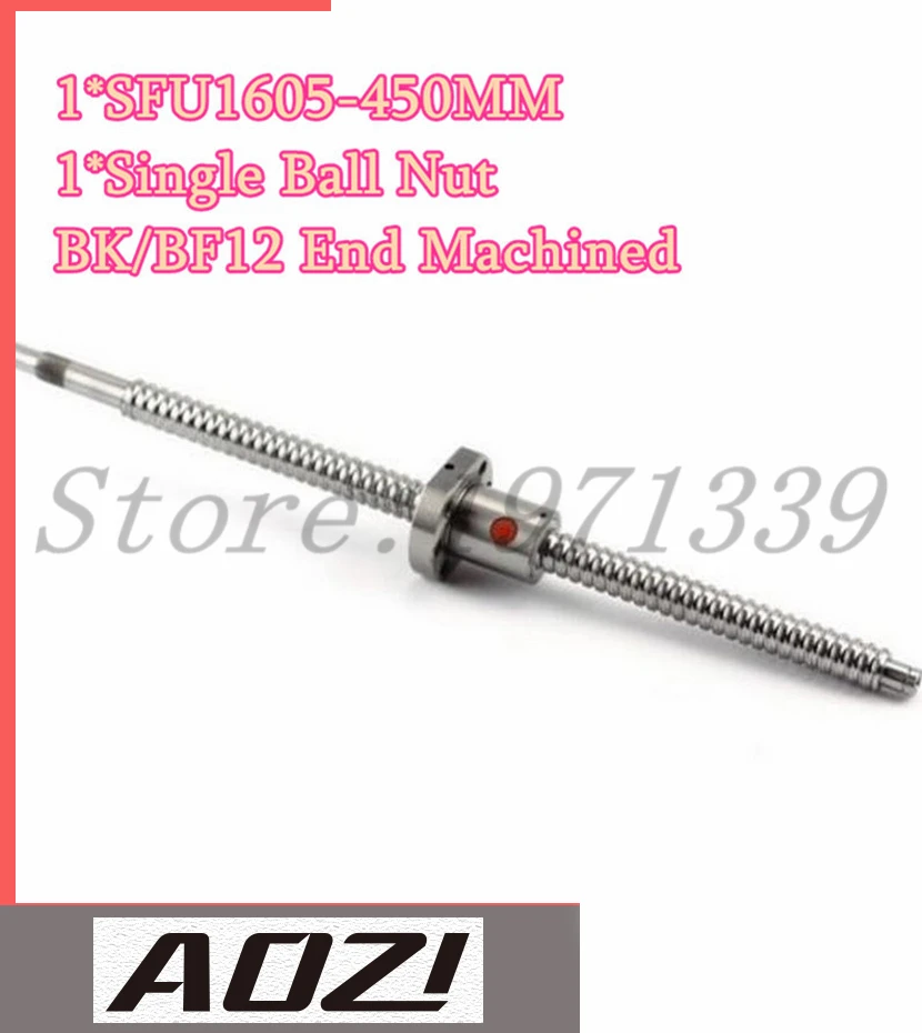 

1 Set Ball Screw Kit 1pc 450mm Length SFU1605 Ball Screw With Single Ball Nut For SFU1605 +BK/BF12 Standard End Machined