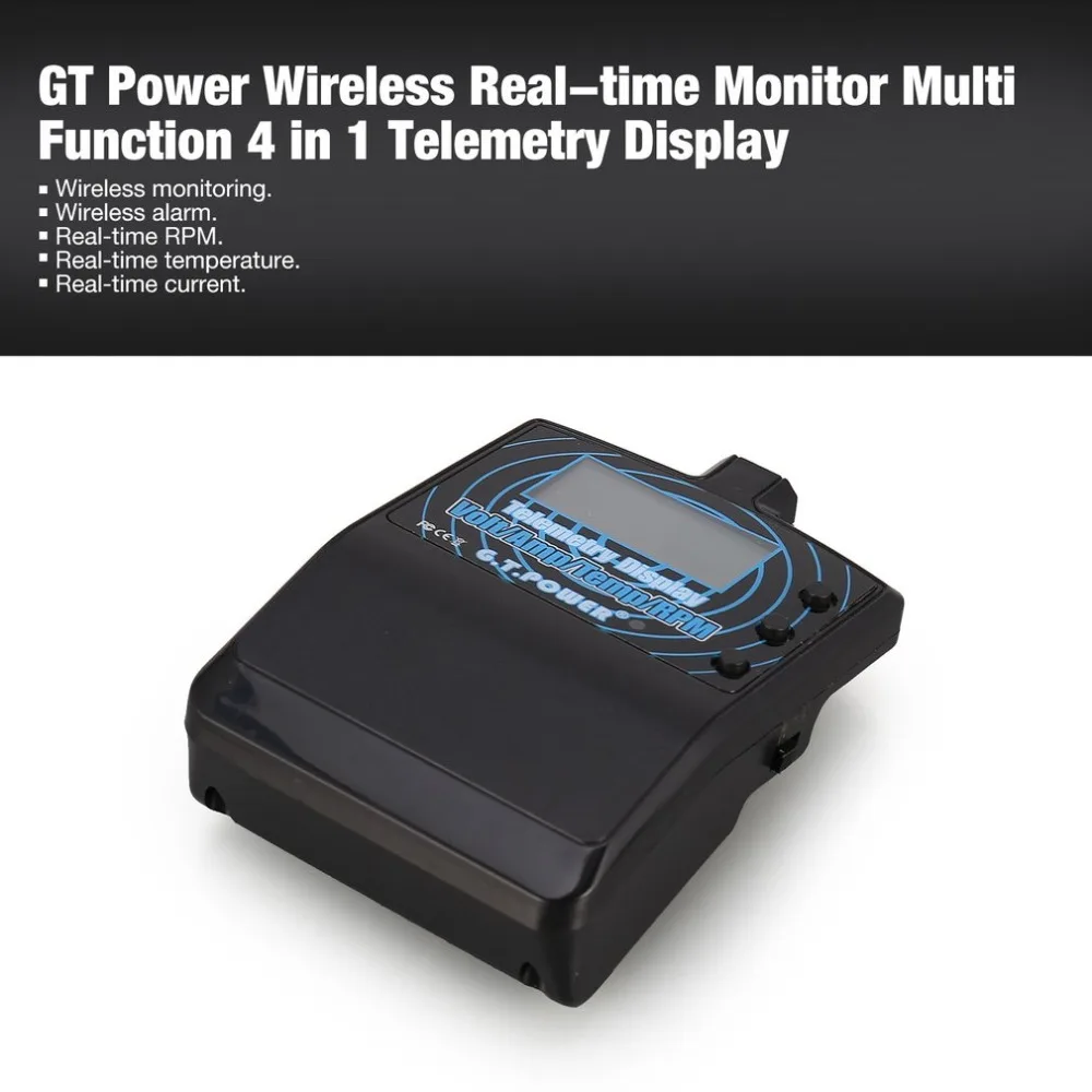 

GT Power Wireless Real-time Monitor Multi Function 4 in 1 Telemetry Display Voltage Current Alarm Temperature Rpm