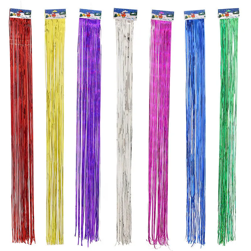 5pcs Foil Tinsel Silver Metallic Curtain Balloon Tassel Wedding
