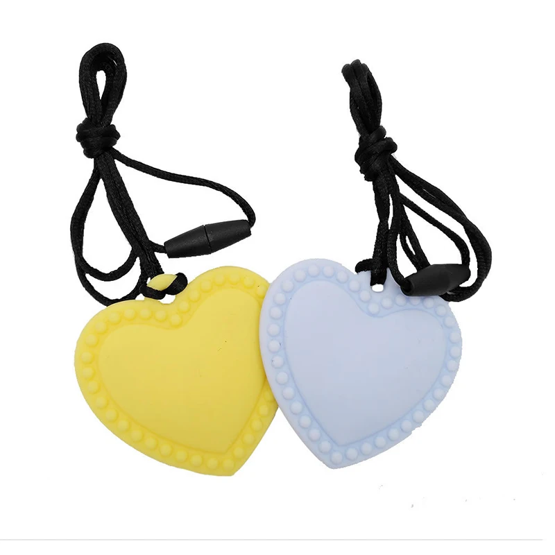 

Silicone Teether Love Heart Teething Chew Necklace Chewelry Pendant BPA Free Autism ADHD
