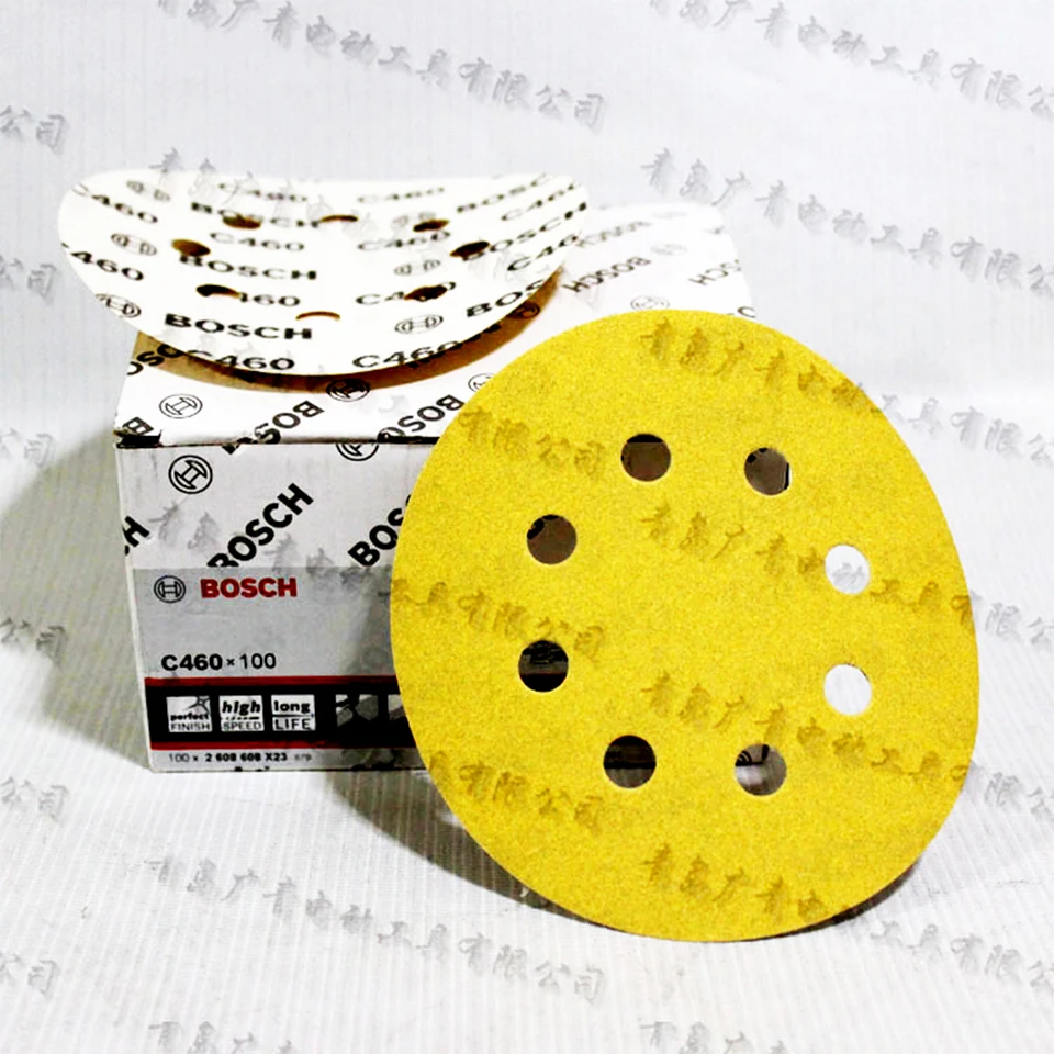 Германия C460 песочный бумажный диск GEX125-1AE Песочная бумага 125x125 мм задний пух абразивный диск деревообрабатывающая самоклеящаяся шлифовальная бумага