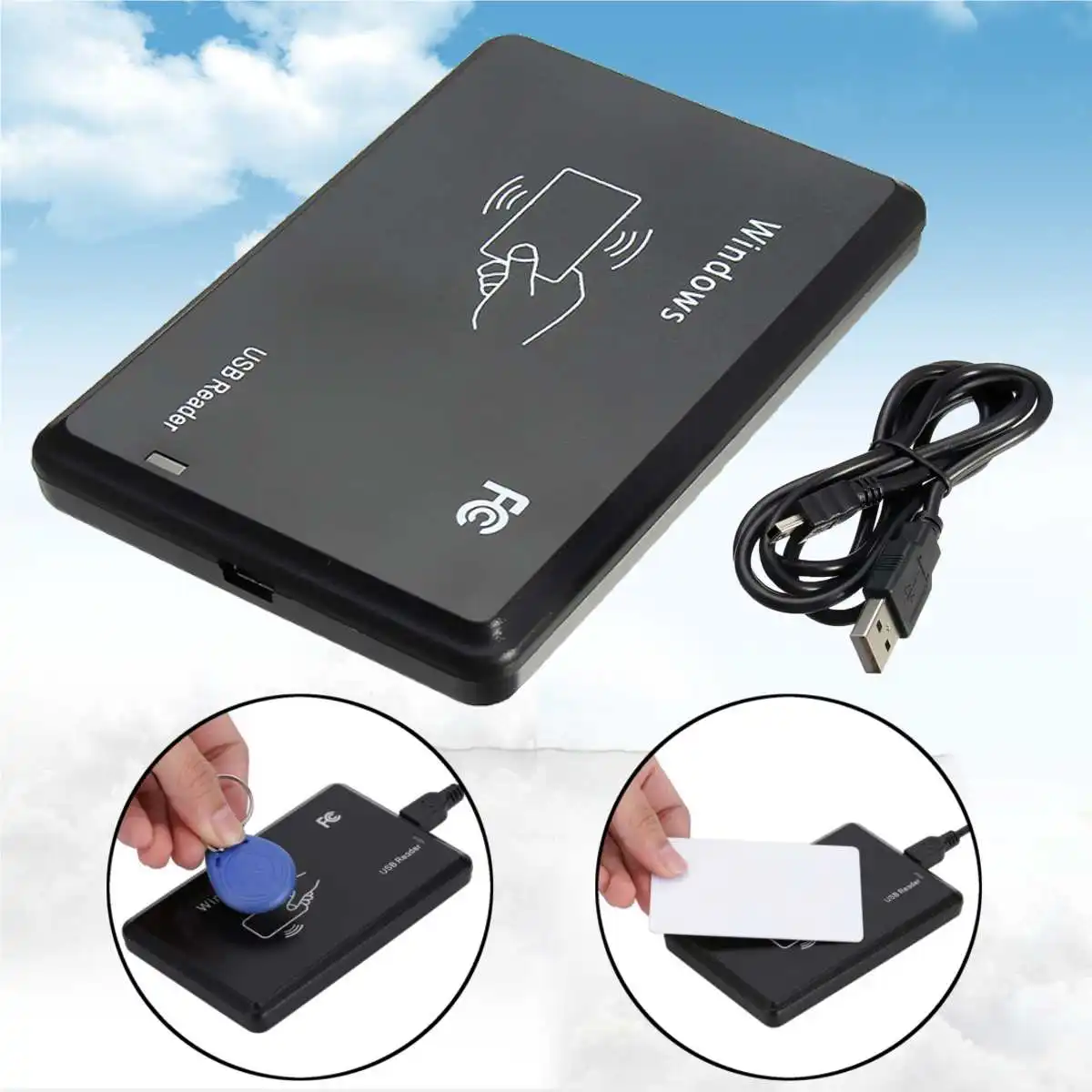 

13.56MHZ USB RFID Contactless Proximity Sensor Smart Cards/ID Card Reader Writer 14443A with USB Cable