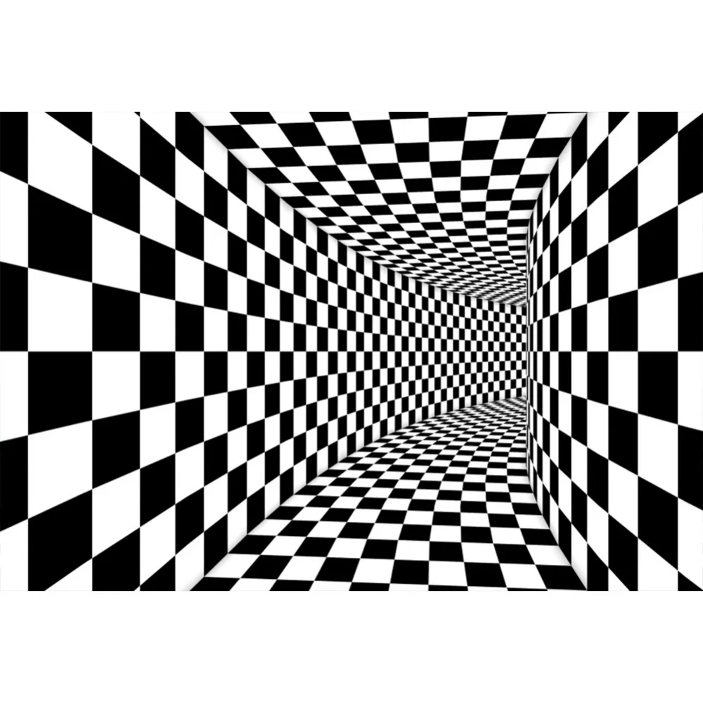 

Photography Backdrops Black And White Square Unique 3D Pattern Corridor Baby Pattern Photo Backgrounds Photocall Photo Studio