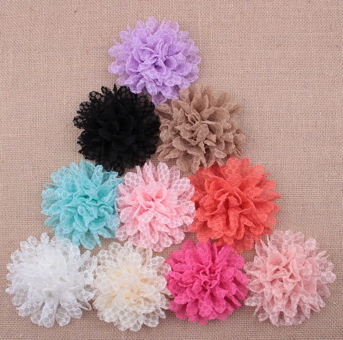 

10PCS 4" 14 Colors Solid Ballerina Lace Flower For Girl Hair Accessories Artificial Fabric Flowers For DIY Baby Infant Headbands