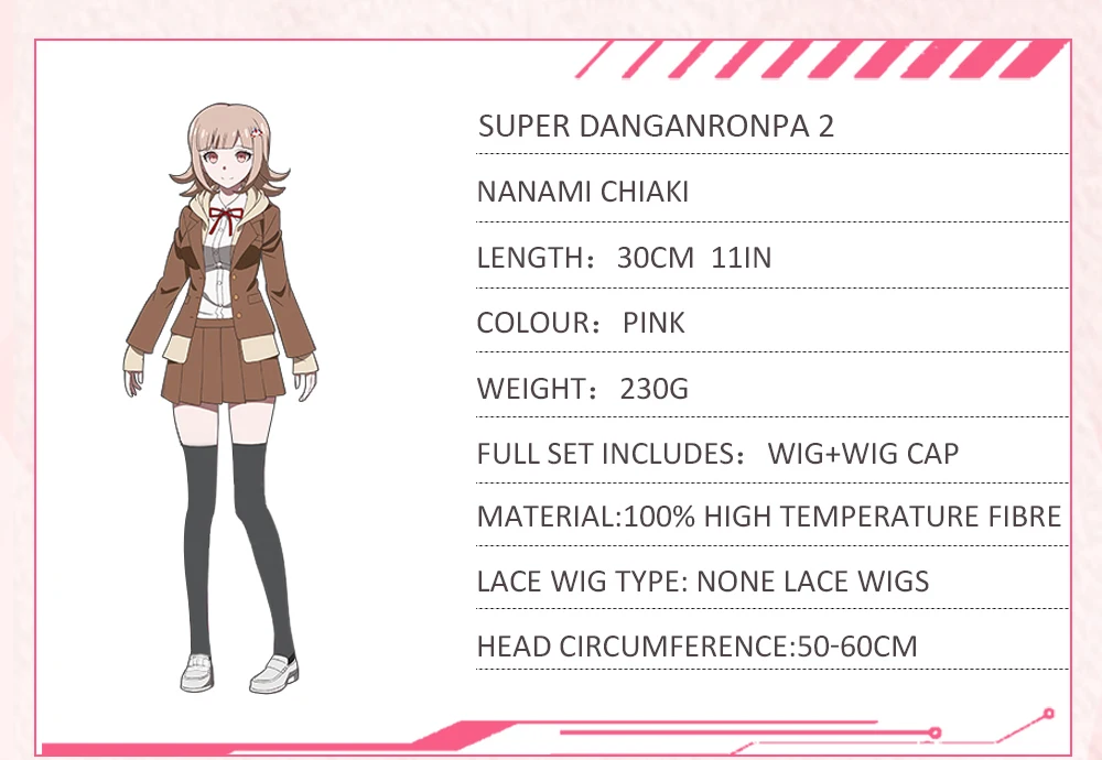 Anihut Nanami Chiaki Wig Super Danganronpa Cosplay Anime Hair Synthetic Heat Resistant Women -Zentai shop online
