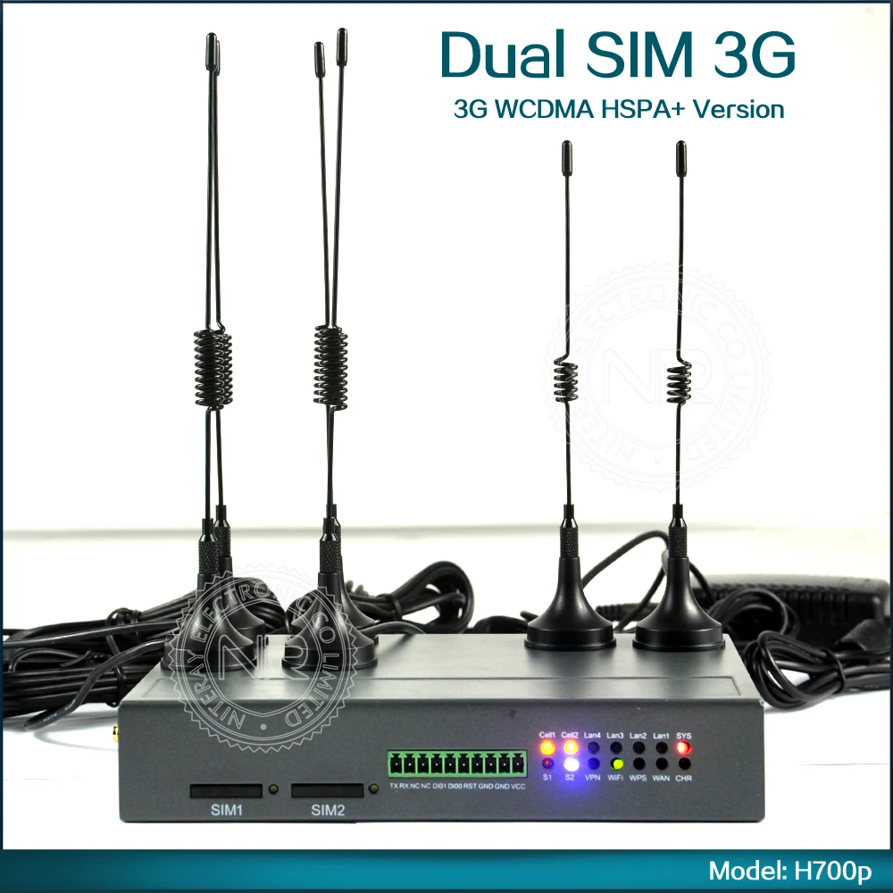 

Factory Direct Sell H700p Industrial Wireless 3G Dual SIM Router SIM Slot Two Modem WCDMA CDMA WiFi Router OEM Available