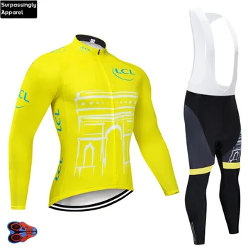 

2019 UCI Cycling Jersey Set Men's MTB Sportswear Long Sleeve Suit Long Sleeve Jersey Jacket Cycling Suit Autumn 9D GEL