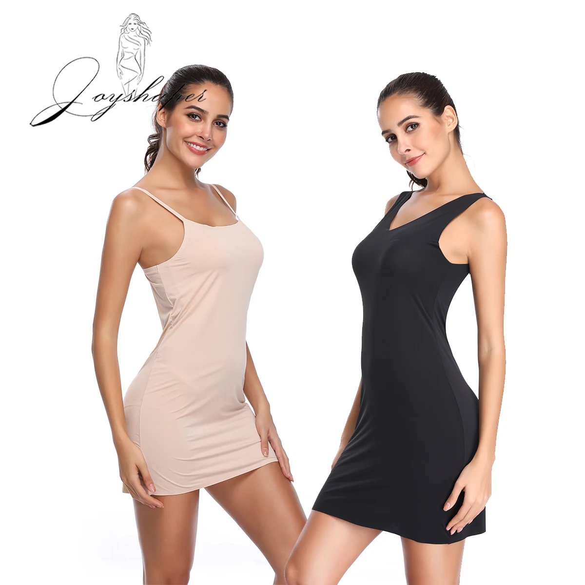 

Joyshaper Sexy Nightdress V Neck Sleepwear Body Shapers Full Slip for Women Pijama UnderDress Long Cami Slip Shaper Bodysuit