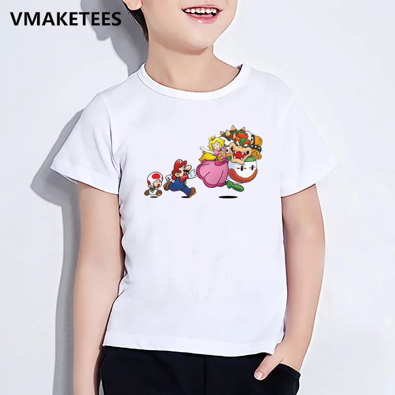 Детская летняя футболка с короткими рукавами для мальчиков и девочек детская футболка с принтом «Super Mario Bros» забавная повседневная одежда для малышей ooo5222