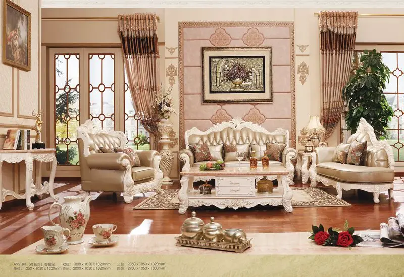 European style 1+royal +3 seater full leathersofa set living room furniture, luxury modern wooden sex furniture sofa from China