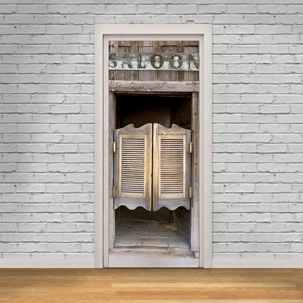 

Home Creative DIY 3D Door Stickers Saloon Entrance Pattern for Kids Room Door Home Decoration Accessories Wall Sticker