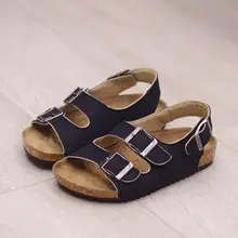 Kids Summer Shoes Girls Sandals Children Shoes Nubuck Leather Cork Beach Shoes Toddler Non-slip Boys School Sandal Solid Color