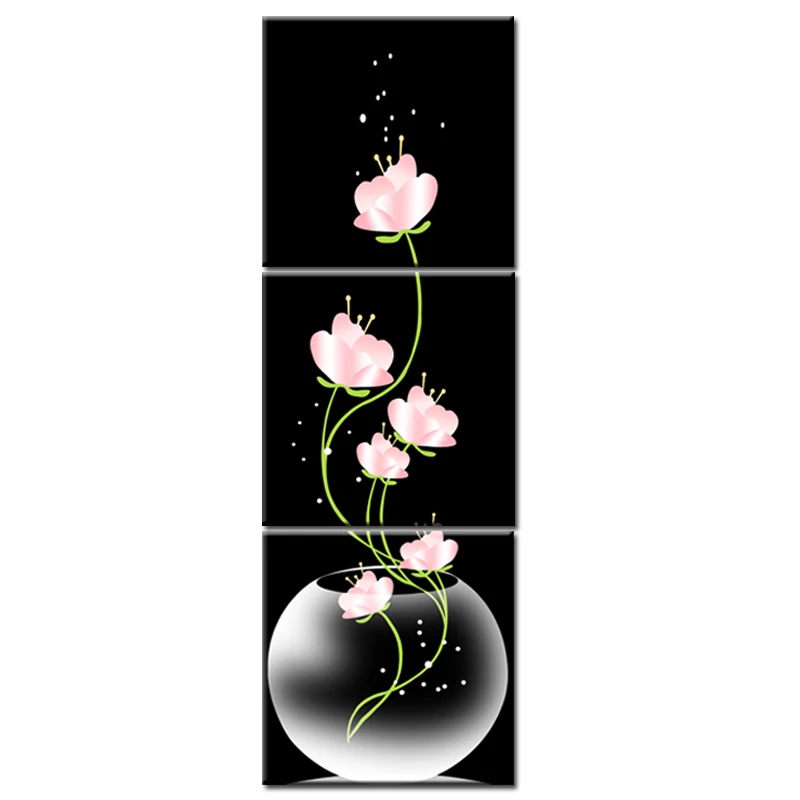 

Top Sale Vase with Flowers Canvas Material 3 PCS Porch Corridor Frame Vertical Version Home Decor Wall Paintings