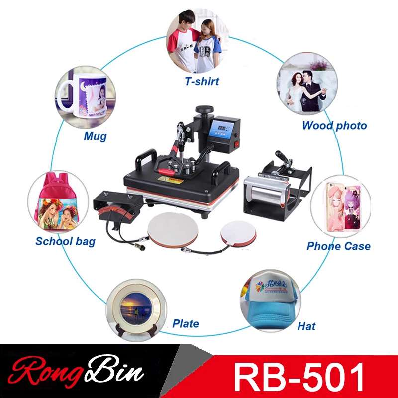 5 in 1 Swing Heat Press Machine Digital T shirt Heat Transfer 12 x 15 Sublimation