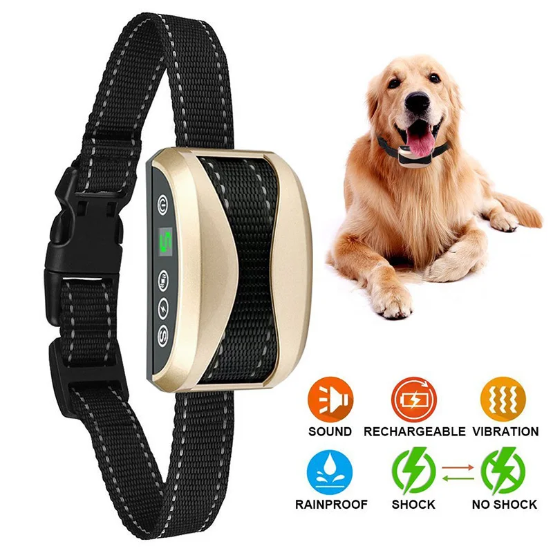 

Pet Dog Waterproof Rechargeable Anti Bark Collar Adjustable 7 Sensitivity Levels Vibration Stop Barking Dog Training Collars
