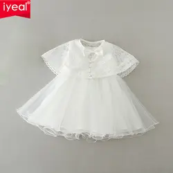 IYEAL 2018 новый для маленьких девочек 1 год платье на день рождения с кружевом шаль нарядные платья для свадьбы Одежда для маленьких девочек От