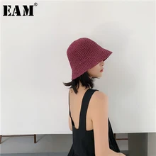 [EAM] новая весенняя летняя круглая плетеная соломенная шляпа, складные императорские шляпы для рыбалки, женская модная универсальная шляпа JR971