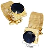 HAWSON Mens Cufflinks with Chain - Stone and Shiny Gold Tone Shirt Accessories - Party Gifts for Young Men ► Photo 3/5