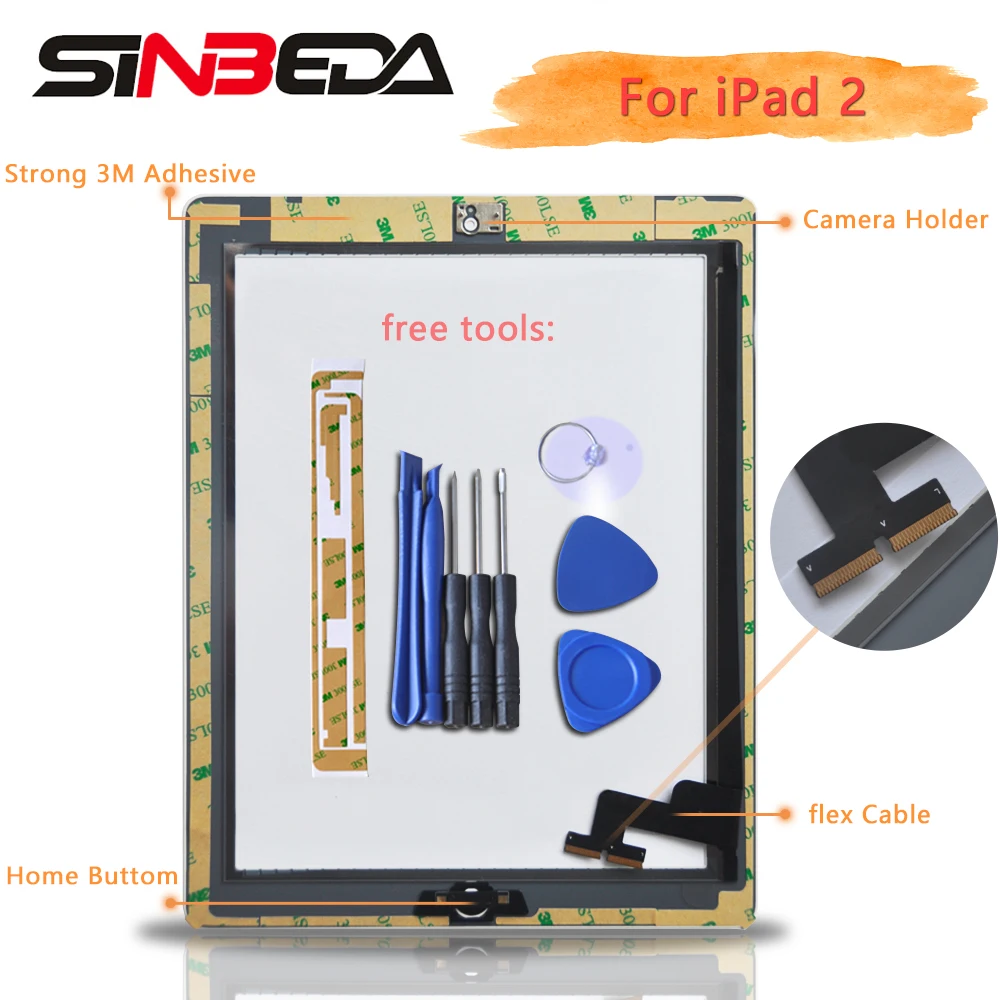 Сенсорный экран Sinbeda для iPad 2 A1396 iPad 3 iPad 4 Tactil сенсорный экран для iPad 2/3/4 экран с кнопкой Home A1395 A1403