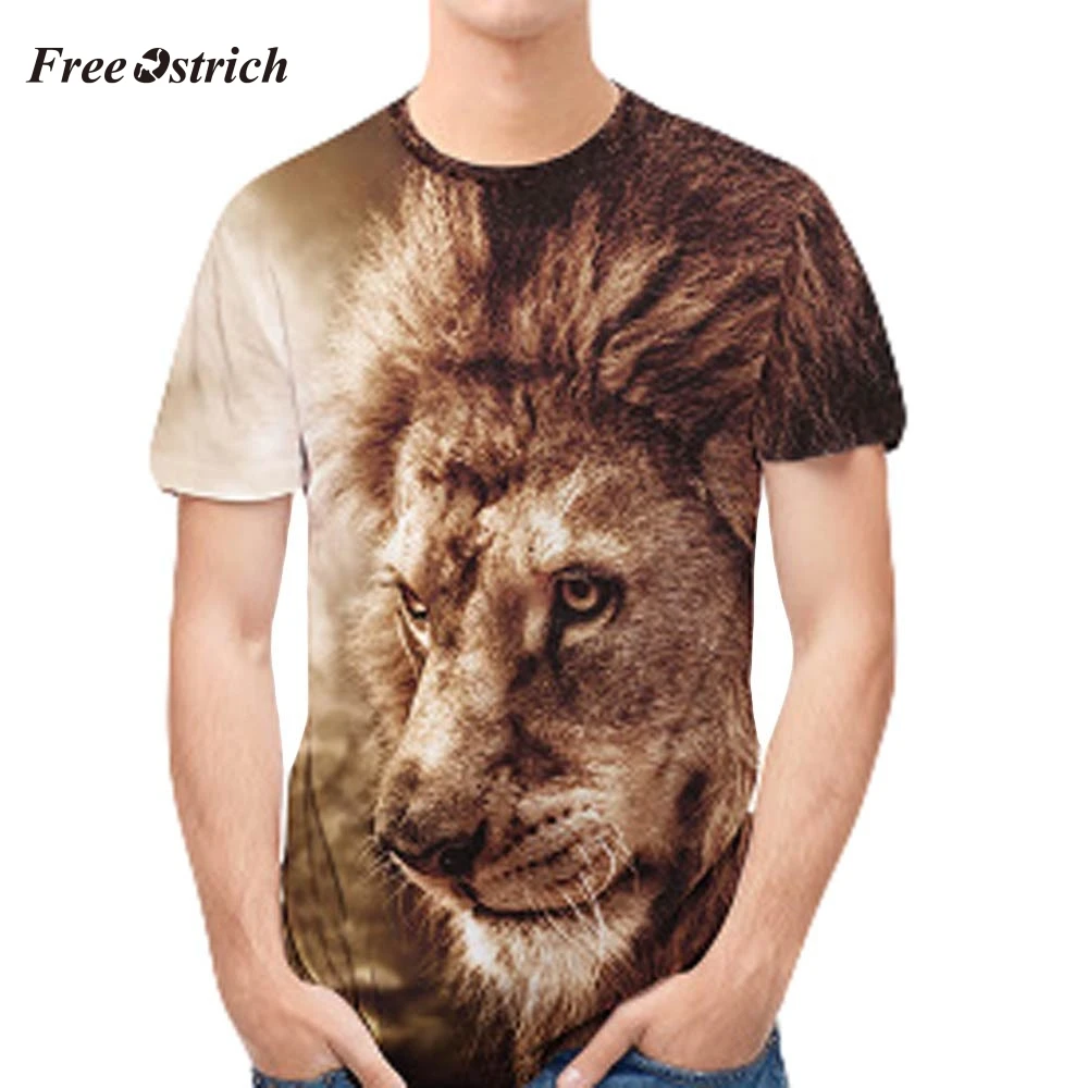 

Free Ostrich Men's Lion Animal 3d Print T-shirt With Full Print Slim Tees Short-sleeved And Round Neck Fashion Shirt Hot Sales