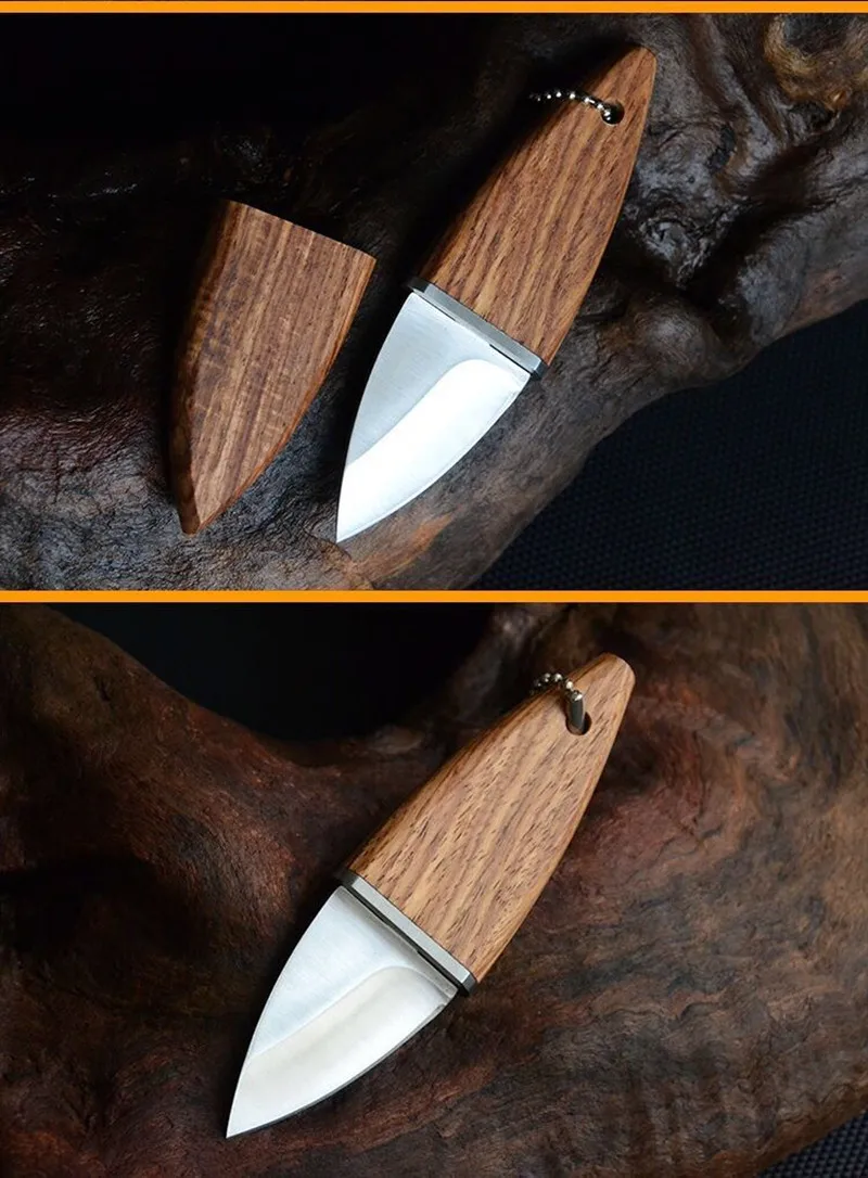 Портативное миниатюрное ожерелье лезвие нож для фруктов кемпинг на открытом воздухе маленький охотничий инструмент для выживания поход EDC Карманный Самозащита+ деревянная стойка