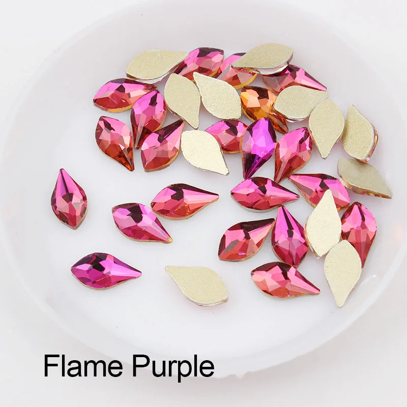 30 шт./партия, 3D дизайн ногтей, стразы, Сияющие, смешанные цвета, стекло в форме груши, камень, ожерелье с каплевидными кристаллами украшение для ногтей, инструмент, аксессуар для ногтей - Цвет: Flame purple