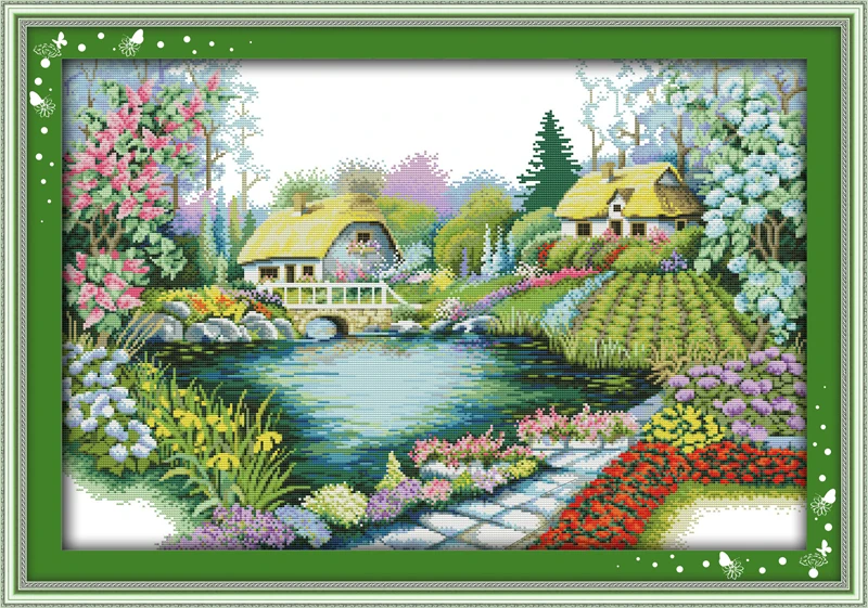 Beautiful Homeland Scenic Counted Cross Stitching 11CT Printed Handmade