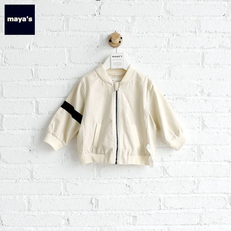 

Mayas Striped Color Blocking Full Sleeves Kids Bomber Jacket Soft Breathable Spring Autumn Toddler Warm Causal Outerwear 81301
