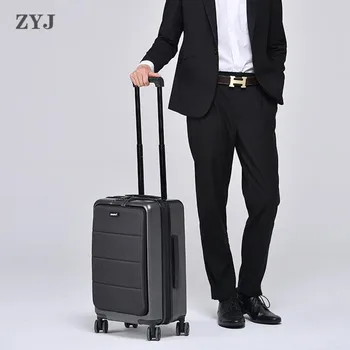 

ZYJ Waterproof Business Travel Trolley Luggages Aluminum Frame TSA Alloy Rolling Airplane Suitcase Luggage Code Case