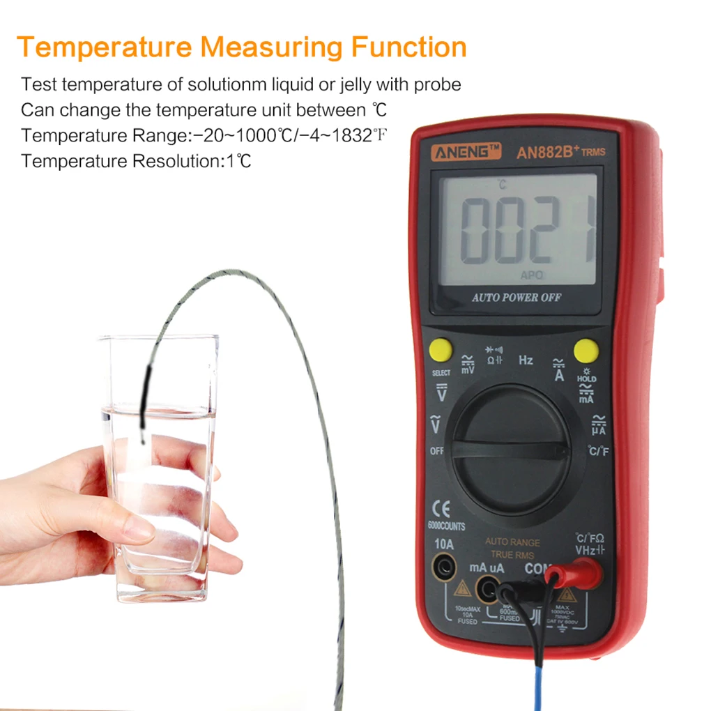 

ANENG AN882B+ Digital Multimeter Auto Range AC/DC Backlight Meter Resistance Voltage Current Measurement