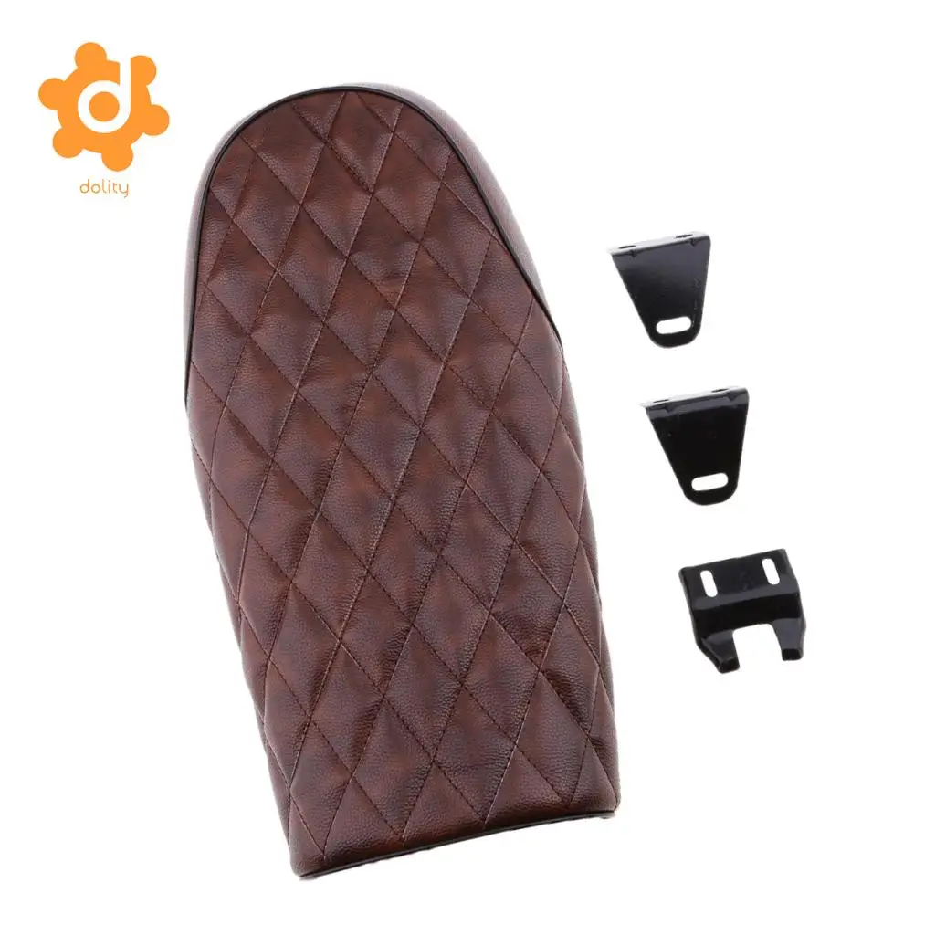 dolity Universal Brat Diamond Flat Cafe Racer Seat Vintage Motorcycle Saddle Black
