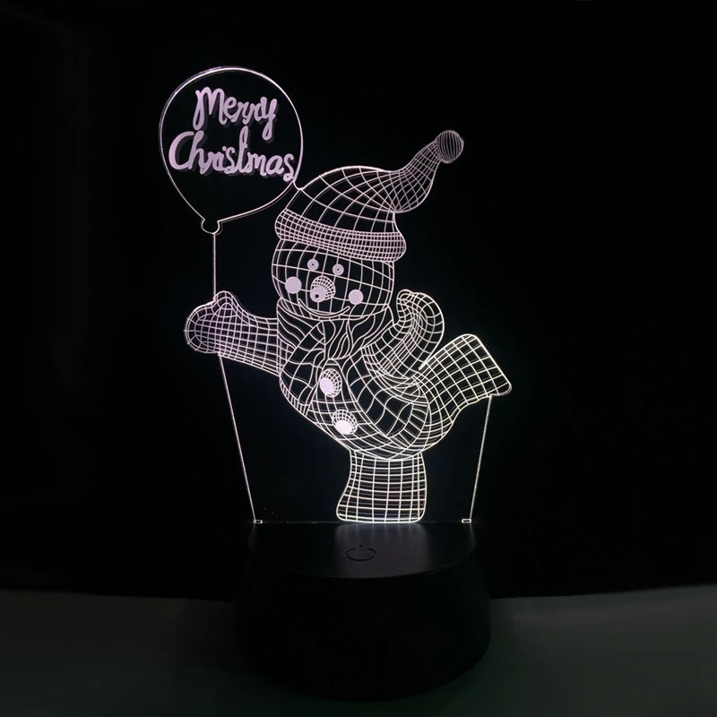Новый Рождественский Декор Снеговик RGB лампа 3D визуальные Светодиодные ночные