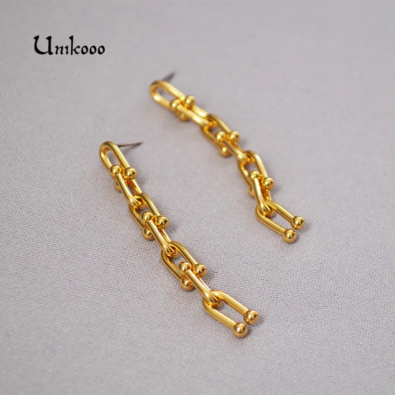 

Creative Link Chain Drop Earrings Fashion Jewelry Elegant Simple Gold Silver Color Long Metal Tassel Earrings for Women