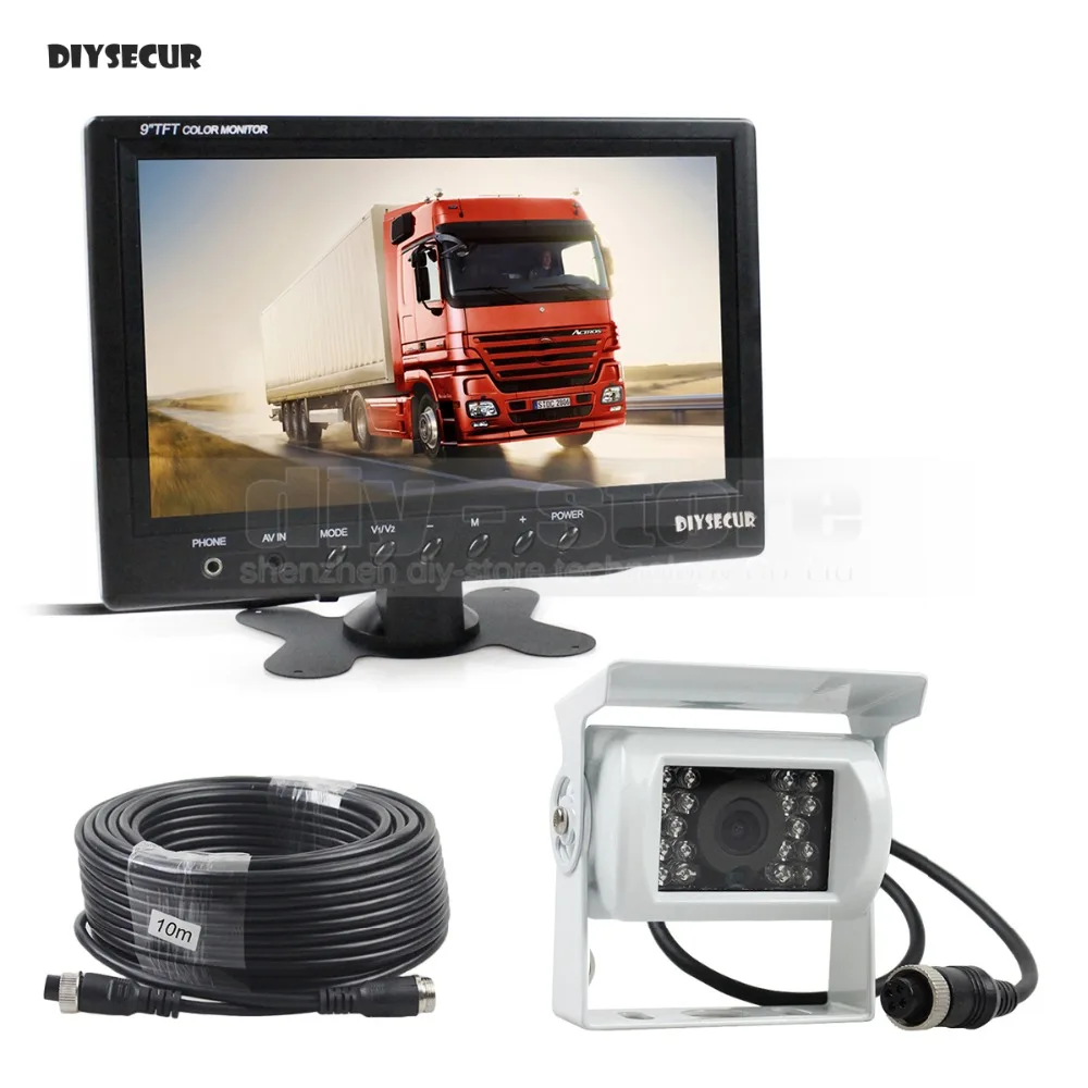 

DIYSECUR Wired 9inch Car Monitor Rear View Monitor Waterproof IR CCD Camera Parking Accessories for Bus Horse Trailer Motorhome