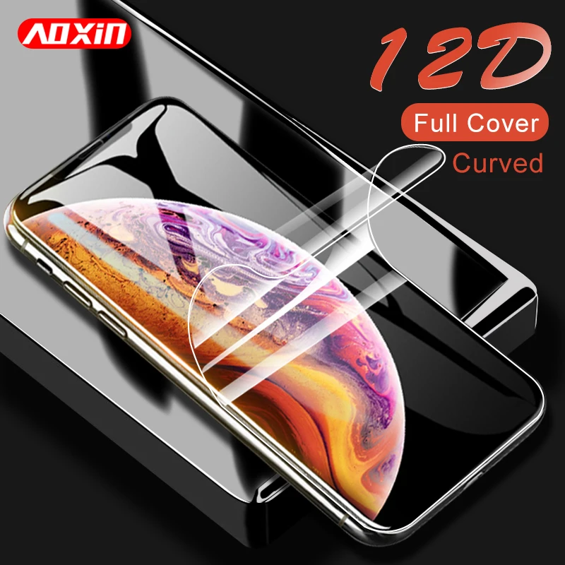 AOXIN 12D Curved Full Cover Screen Protector For Apple iPhone X XR Xs Max 6 S 6s 7 8 Plus 3D Soft TPU Film (Not Tempered Glass ) | Мобильные