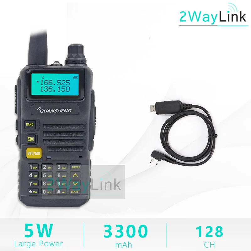 QuanSheng UV-R50 TG-UV2 Walkie Talkie UV-R50-2 UHF VHF 5 Вт двухстороннее радио 3300 мАч портативное Quansheng UV-R50(-1) Ham Radio TG-UV50R - Цвет: Add Program. Cable