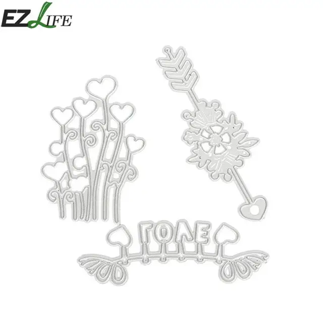 3pcs set metal cutting dies flower heart shape stencils diy shape stencils