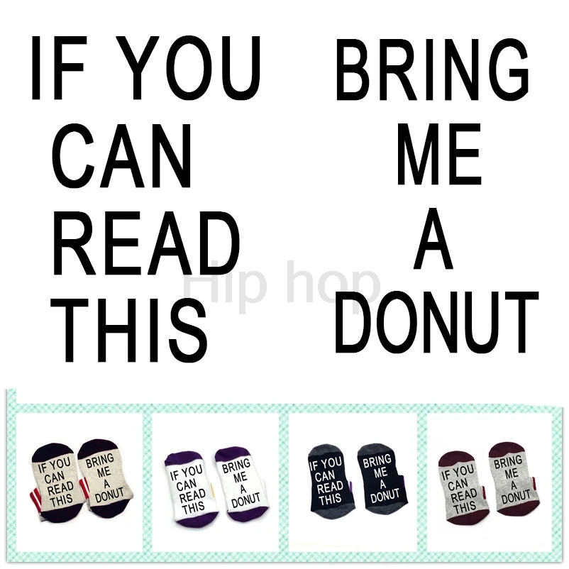 Носки, если вы можете прочесть, это принесет мне пончик носки хлопковые эластичные удобные носки унисекс пончики носки