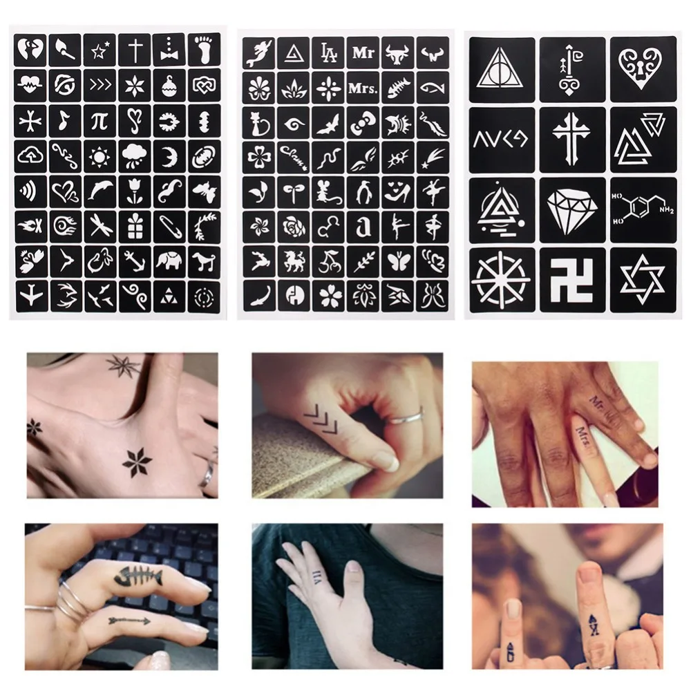 1 лист 48 или 12 карты хна шаблоны татуировки временный аэрограф для блесток хна татуировки ручной палец трафарет для рисования#242097