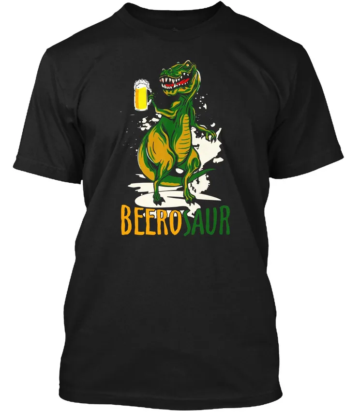 Custom T Shirts Online O-Neck Short Sleeve Beerosaur Dinosaur Drinking Beer Funny Fashion T Shirts For Men