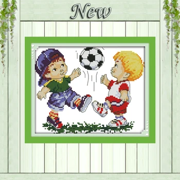 

I love sports boys football cartoon paintings counted Print on canvas DMC 11CT 14CT Cross Stitch Needlework kits embroidery Sets