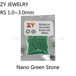 Мм 3,0 шт. 1,0 ~ 1000 мм Nano Зеленый Камень воск установка круглый бриллиант Cut Зеленый Nano искусственные камни для ювелирных изделий