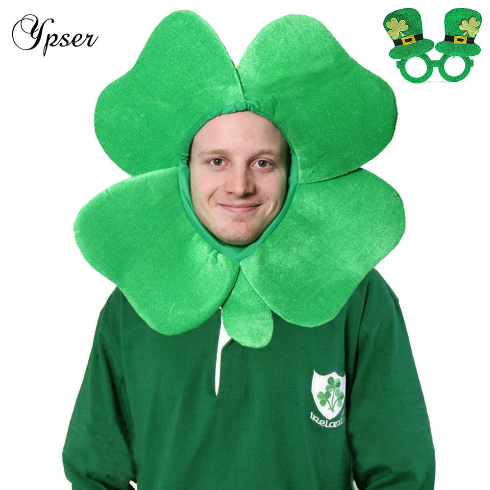 Ypser Зеленый День Святого Патрика ирландский маскарадный топ шляпа клевера костюм трилистник Кепка с фестивалем стеклянный подарок