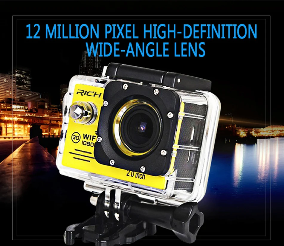 Новая экшн камера Full HD 1080P 30FPS rich Stlye Novatek96655 Wi Fi водонепроницаемая Спортивная для