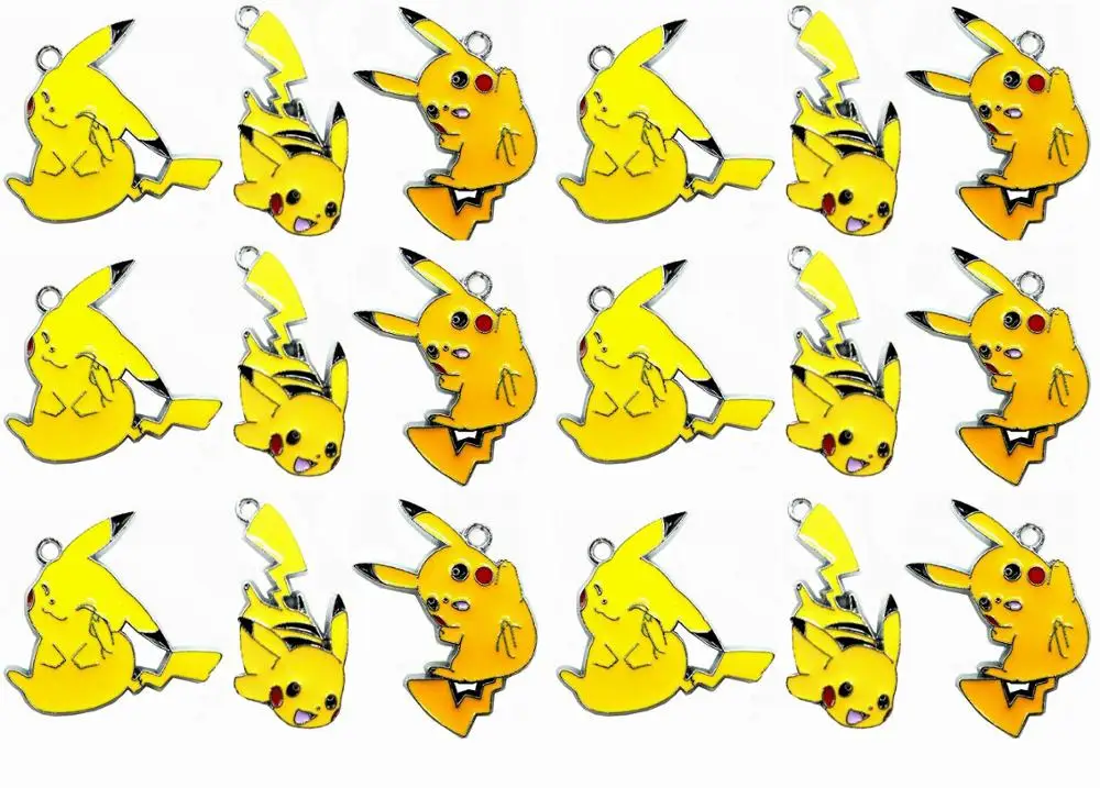 Hot 20pcs Pokemon Pikachu Cartoon Anim Charms Pendants Jewelry Making DIY Christmas Gifts Free Shipping