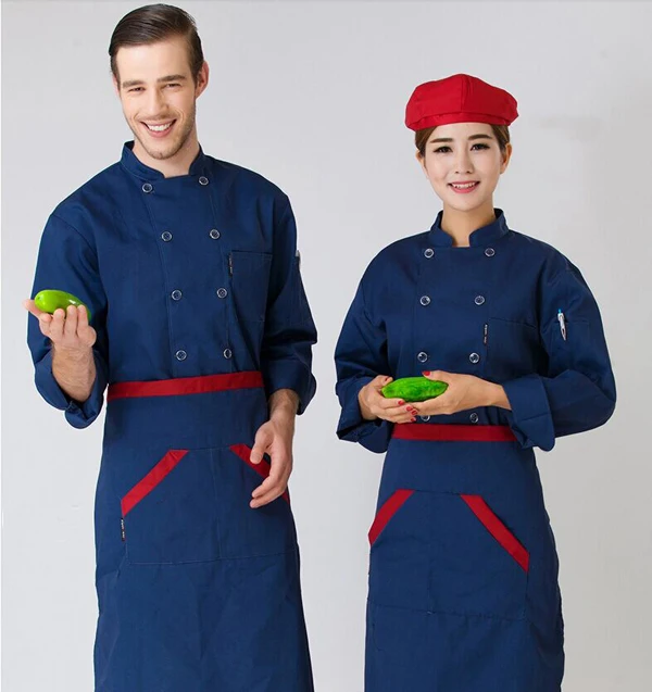 BluechefjacketsUnisexUniformNavyMenOverallsChefCoatkitchen
