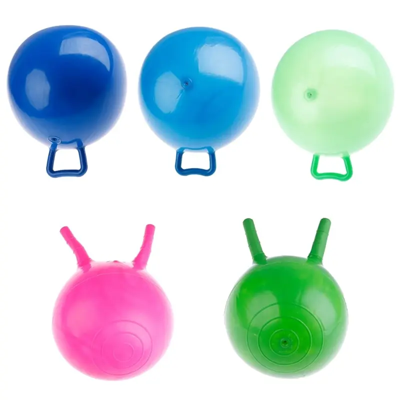 Прекрасный прыгающий мяч с ручкой массажный рожок надувная игрушка цвет случайный 3 размера 1 шт Детские игры спортивные игрушки